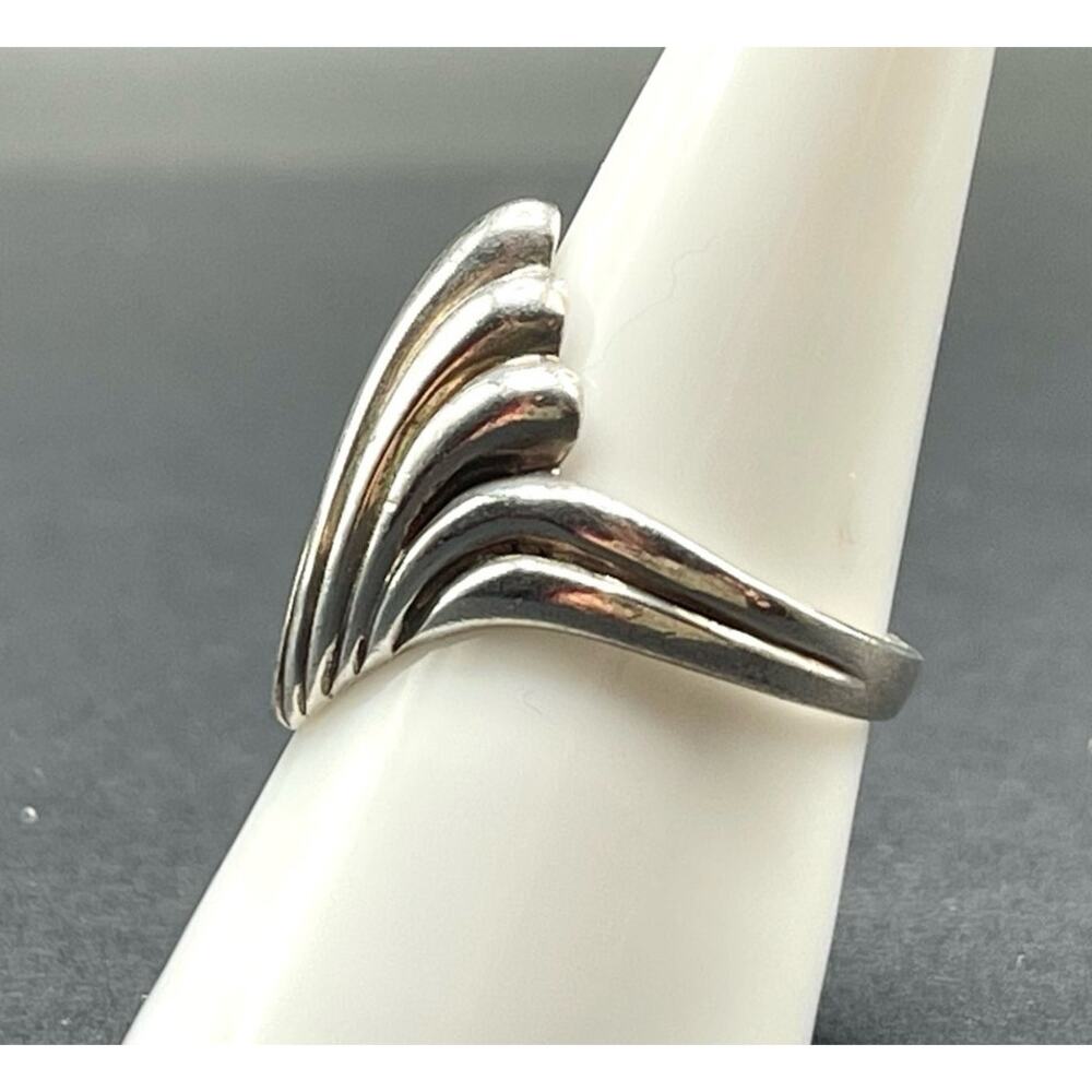 Sterling Silver Ring Band Size 7.75 Marked 925 Modernist Design 6.20g Freeform - Picture 3 of 8